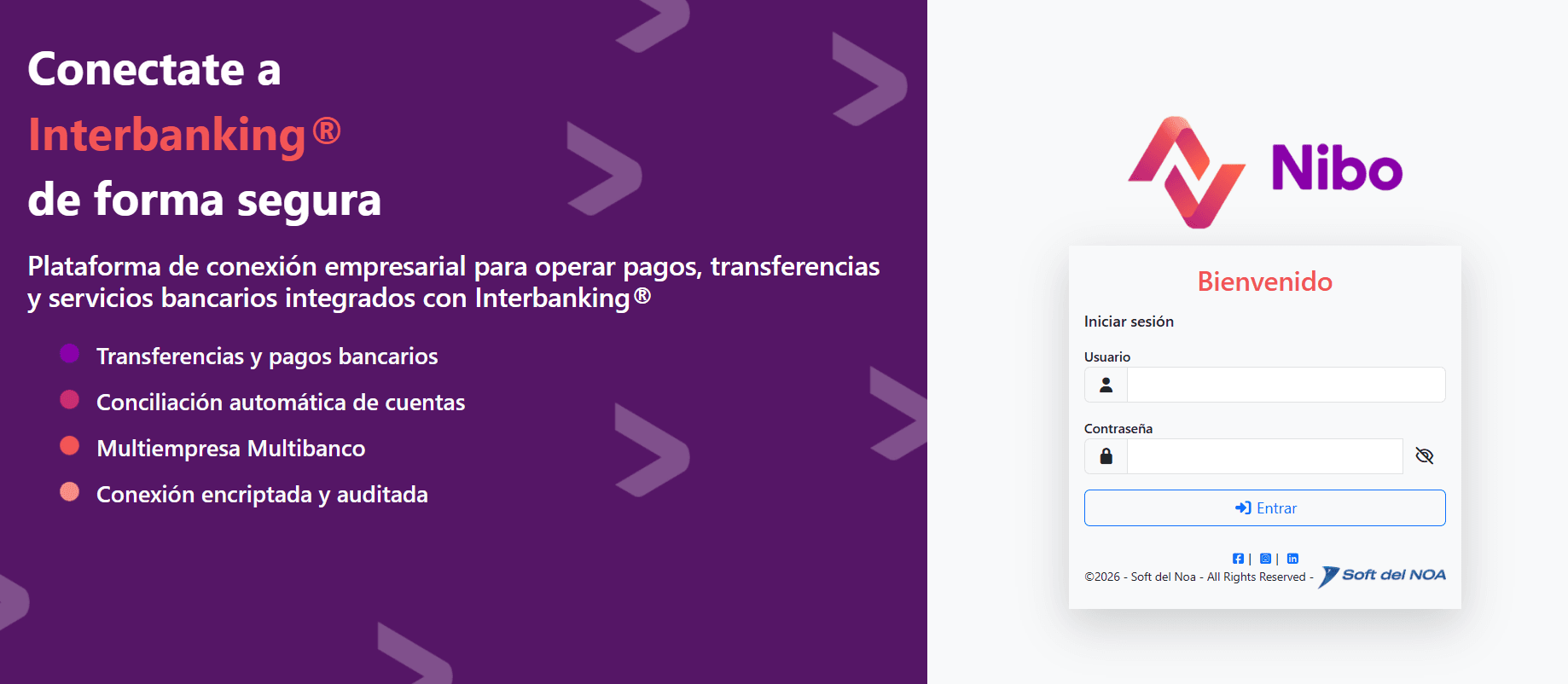 NIBO — Pantalla de login